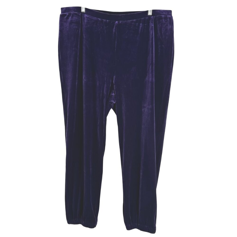 Chico's Travelers Velvet Pull On Jogger Pants Size 3 Midnight Violet NWT PT-2369
